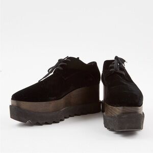 Stella McCartney Black Velvet Elyse Platform Lace Up Derby Shoes